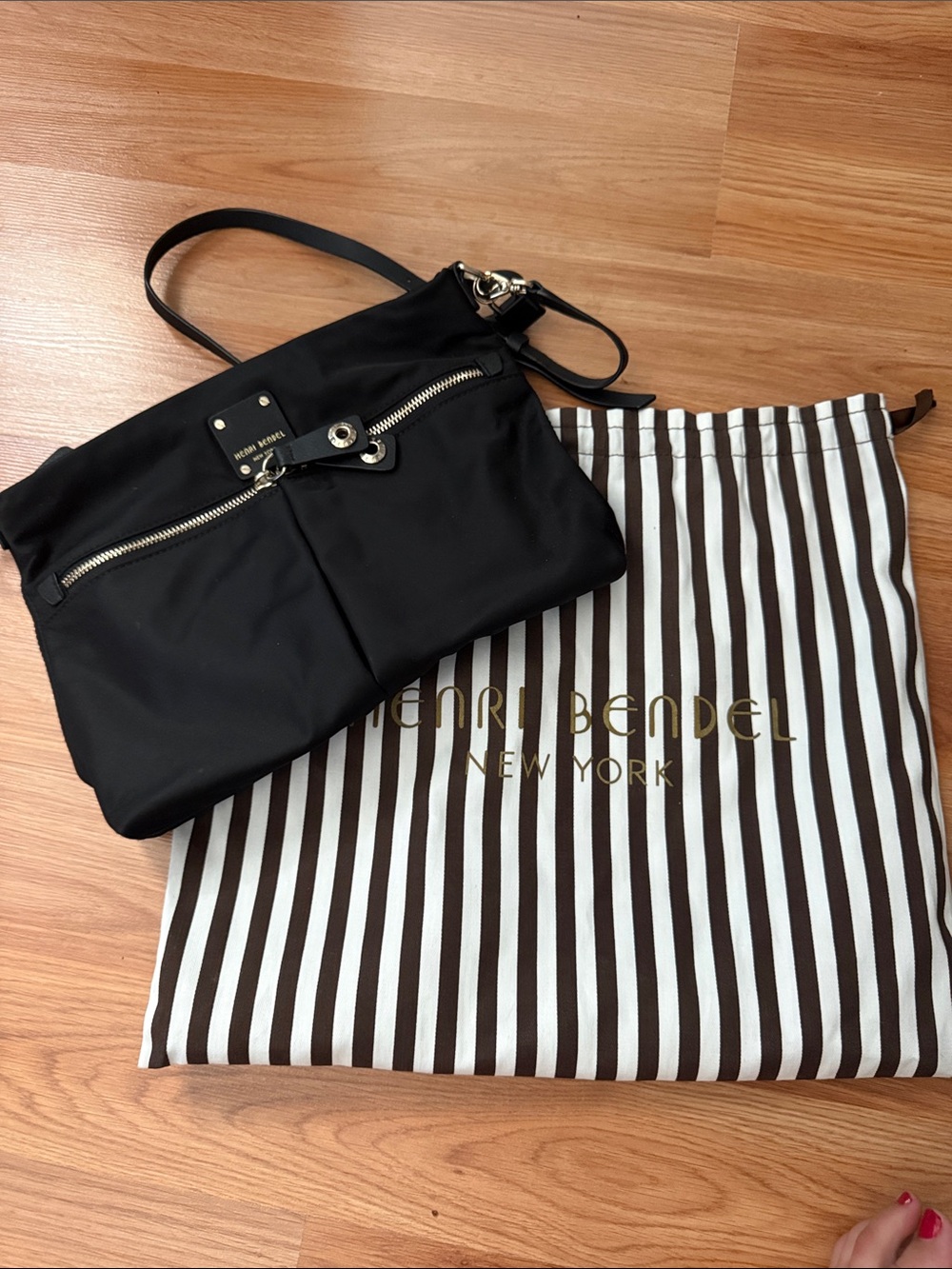 Authentic Henri Bendel Black Nylon Shoulder Bag and dust bag